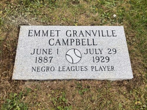 Photo of grave marker of Negro Leagues baseball player Emmet Granville Campbell