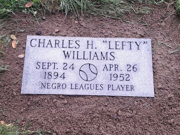 Photo of gravemarker for former Negro Leagues baseball player Charles "Lefty" Williams