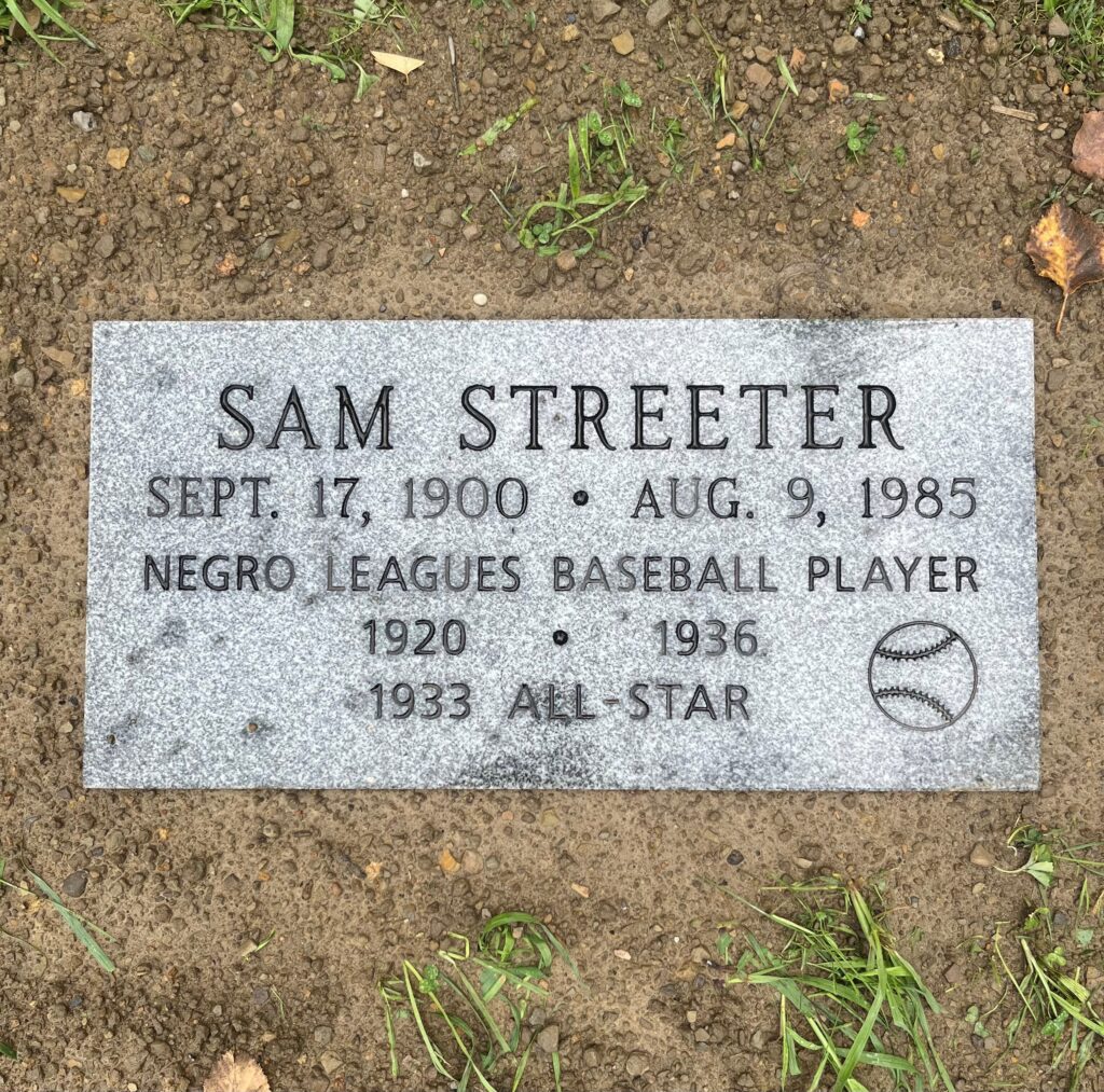 Photo of grave marker for Negro Leagues baseball player Sam Streeter