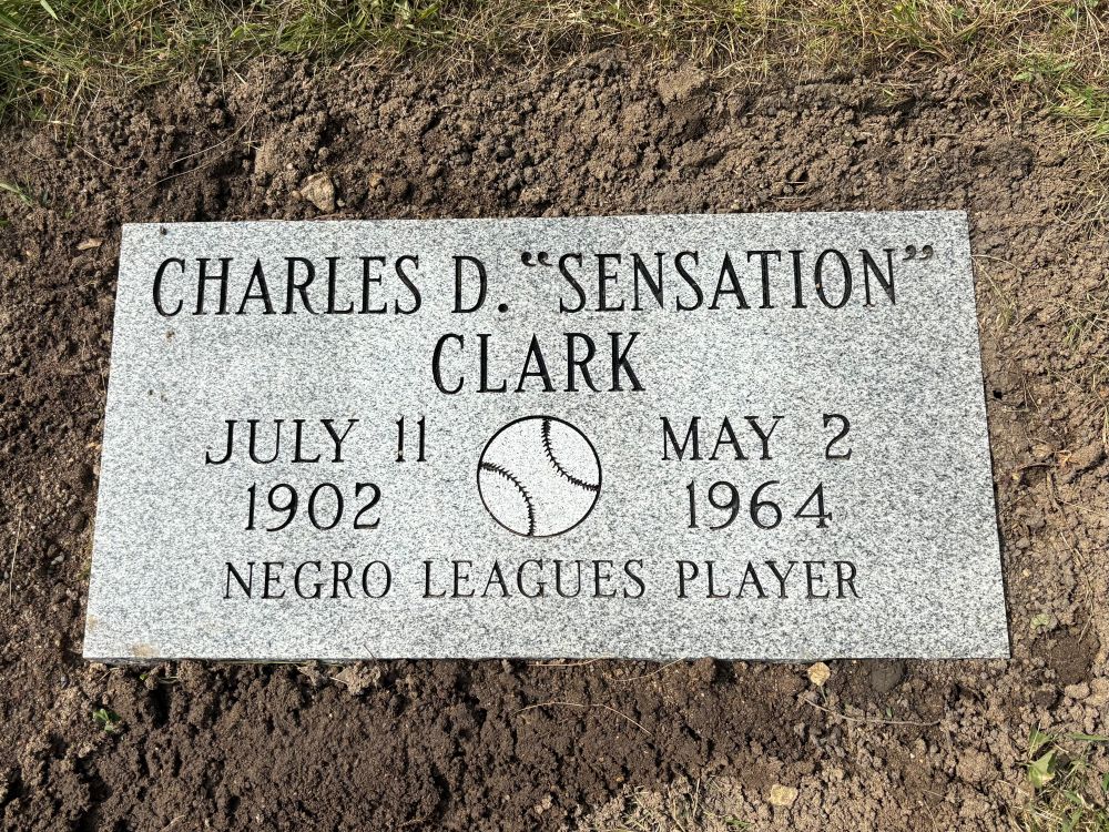 Photo of Negro Leagues baseball player Charles "Sensation" Clark's gravemarker