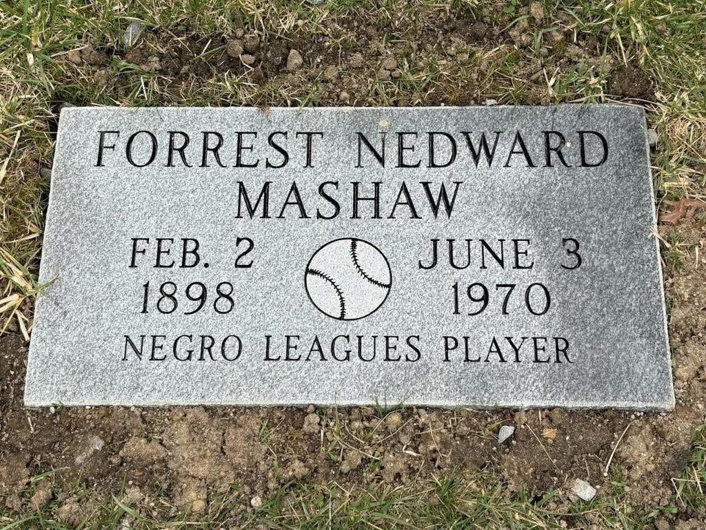 Gravemarker of former Negro Leagues baseball player Forrest Nedward Mashaw