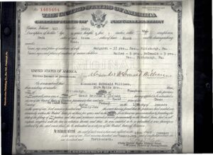 Certificate of Naturalization for Alexander Williams