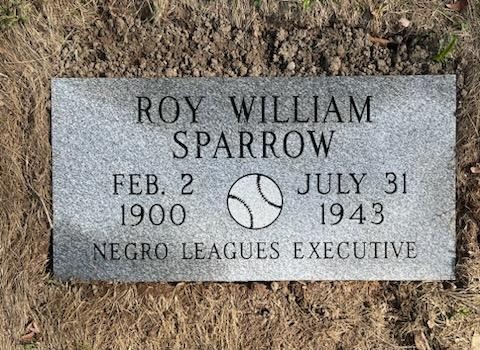 Photo of grave marker for Negro Leagues executive Roy William Sparrow